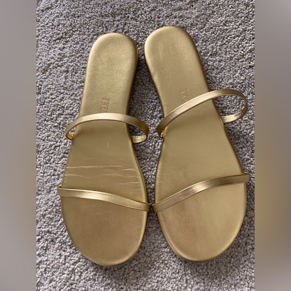 Gold Leather Tkees Sandals